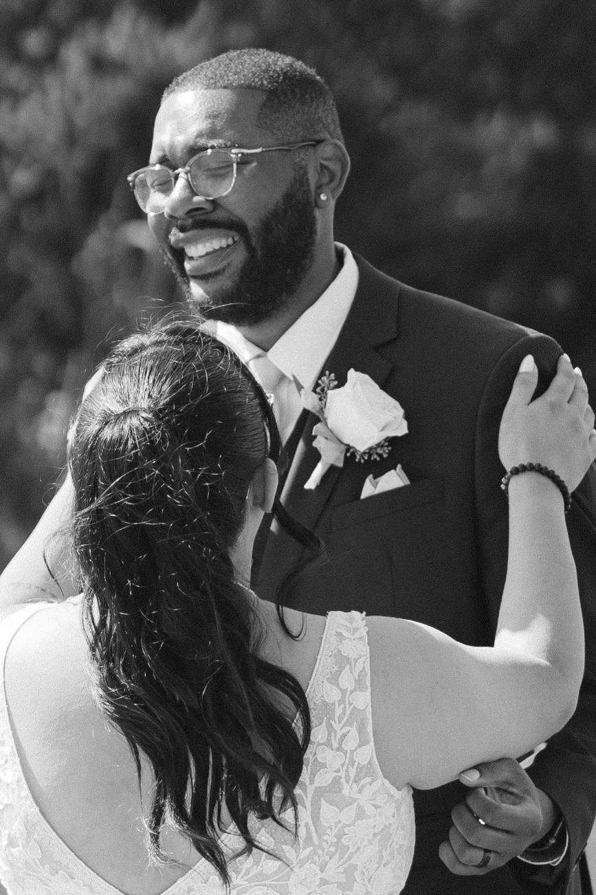Groom reacting emotionally during the first look at Fairview Metropolitan in Oakland, California.