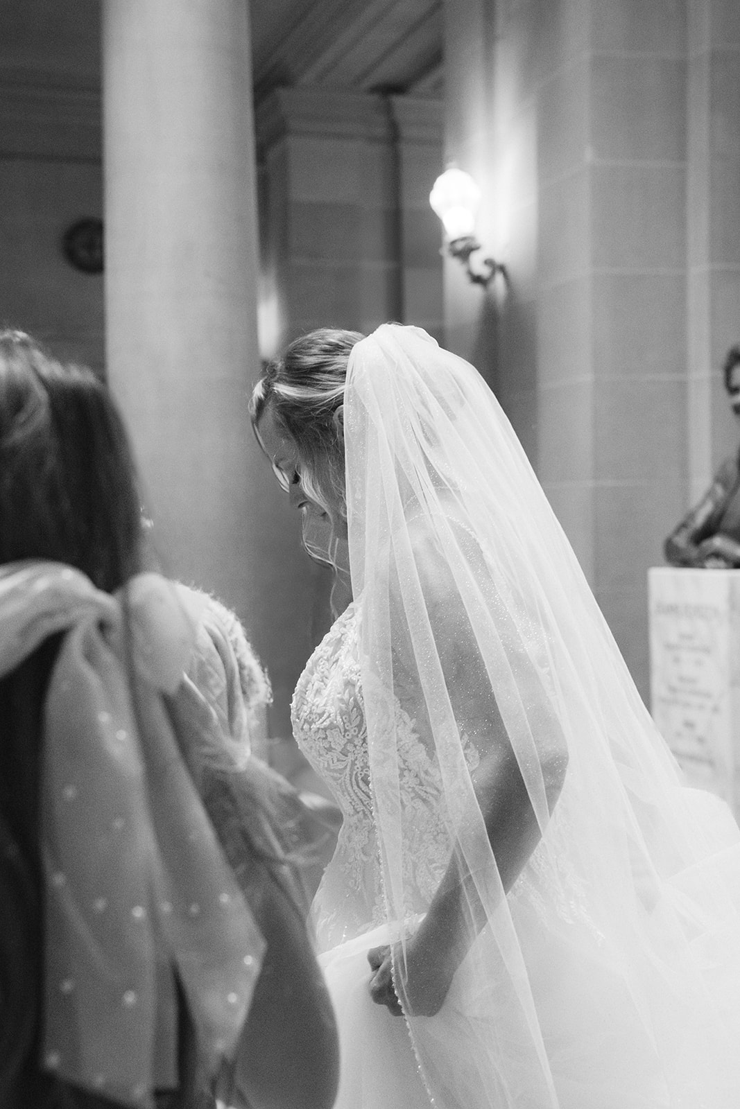 Bride with her family before walking down the aisle at a San Francisco City Hall wedding