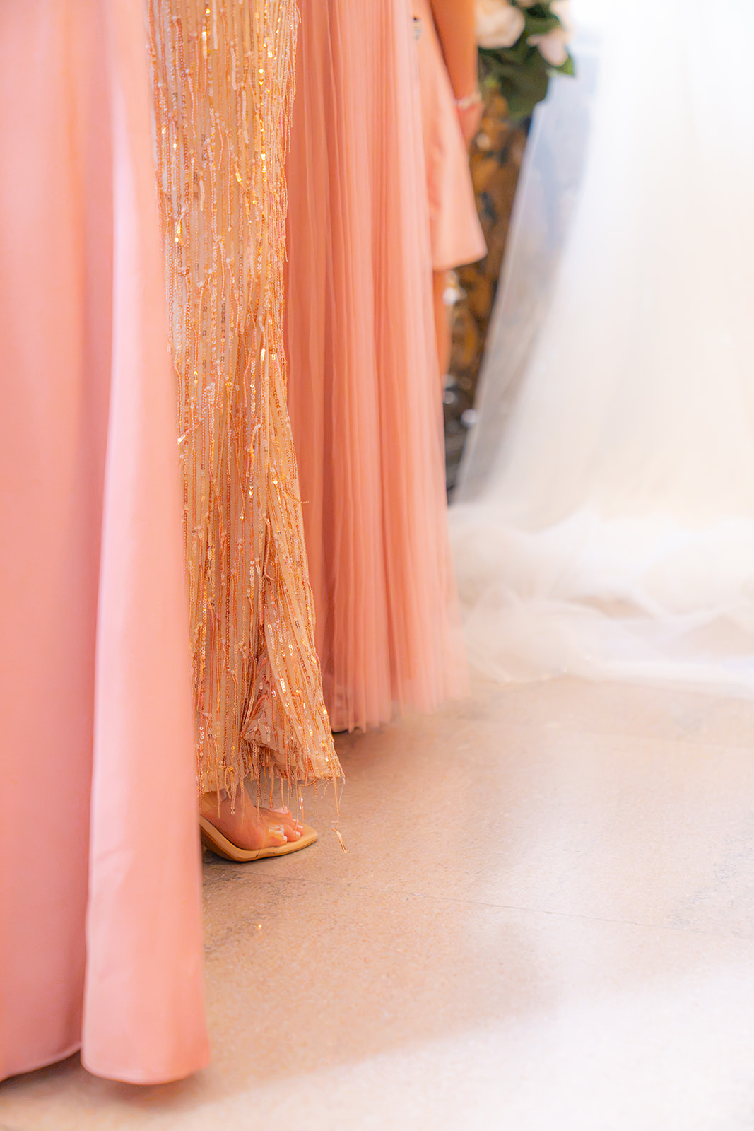 Bridesmaids in elegant dresses standing together during a wedding ceremony at San Francisco City Hall