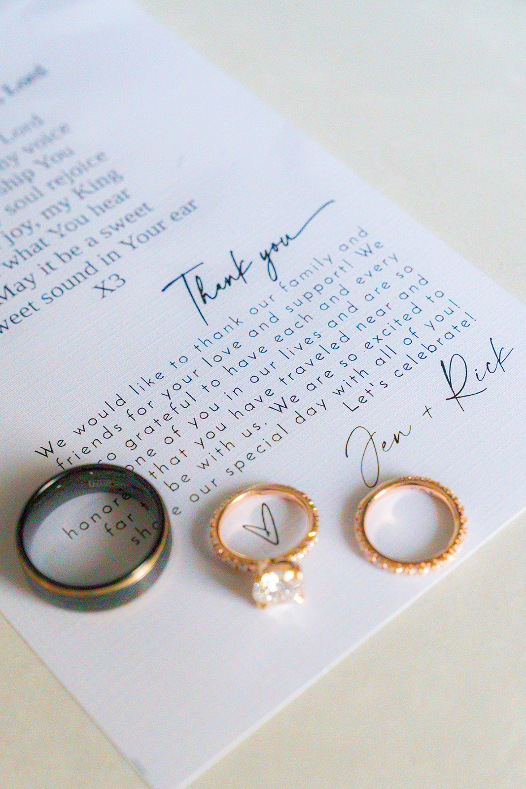 Wedding thank you card photographed during bridal getting ready at a San Francisco hotel